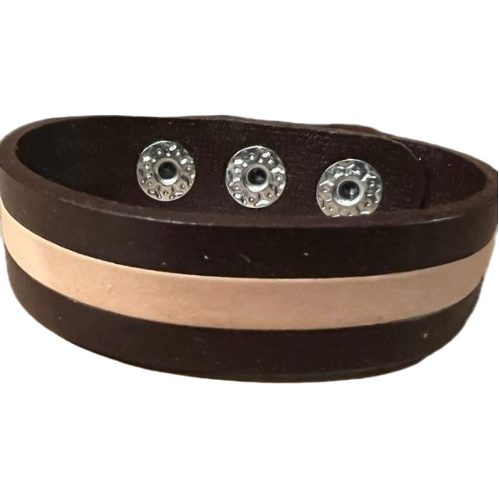 FASION JEWELRY Brown and tan Leather bracelet